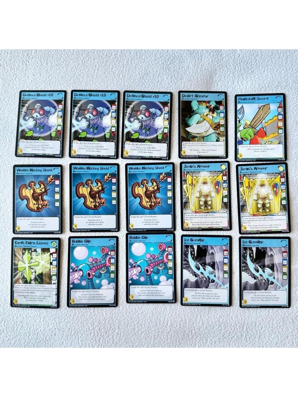 Near Mint 2003 Neopets Equipment Weapon Bundle of 15 Trading Cards